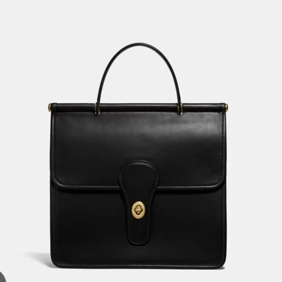 COACH OG Willis Top Handle Black Leather Satchel Handbag Purse - Picture 1 of 12